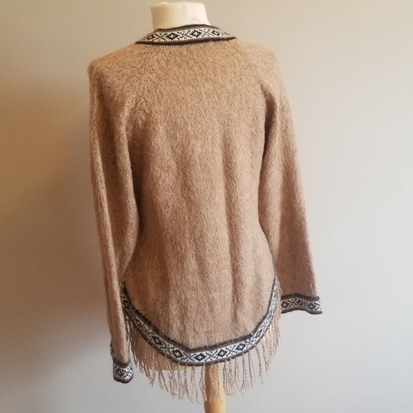 Bolivian hand made 100% wool long sleeve lace-up v-neck sweater blouse small/med - Picture 3 of 10